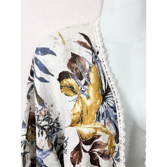 Linen Francesca Bettini Womens Tropical Print Open Front Kimono Cardigan NWT OS - Picture 4 of 11